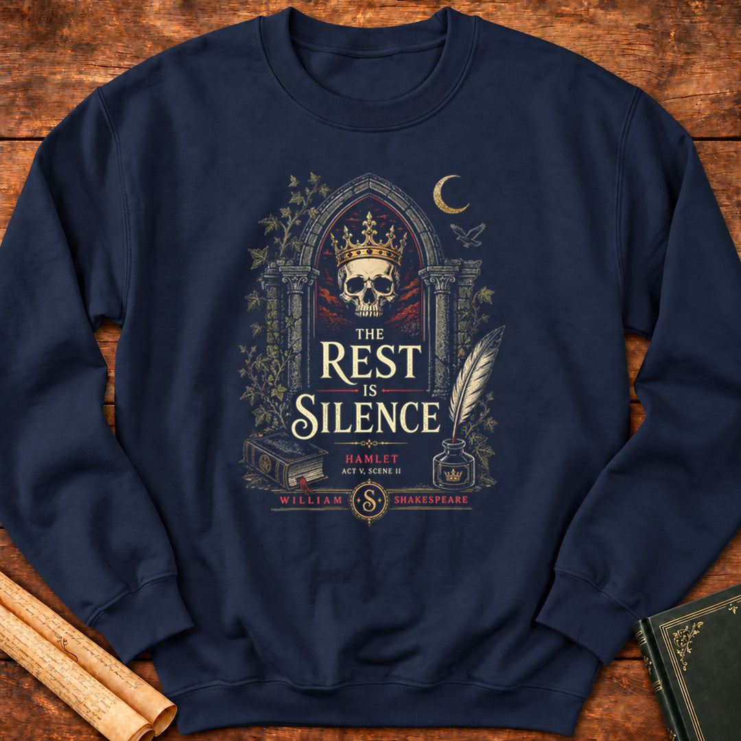 The Rest Is Silence – Hamlet Gothic Quote Sweatshirt - Navy