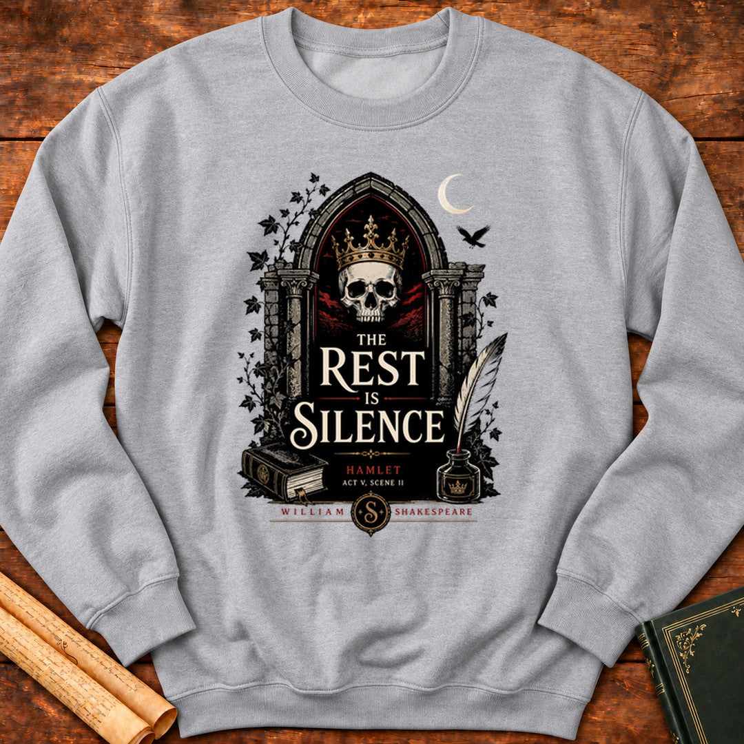 The Rest Is Silence – Hamlet Gothic Quote Sweatshirt - Sport Grey