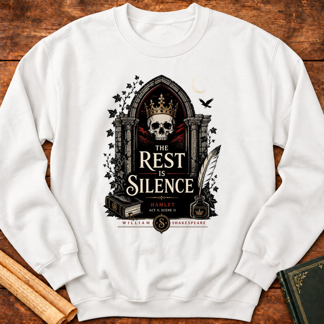 The Rest Is Silence – Hamlet Gothic Quote Sweatshirt - White