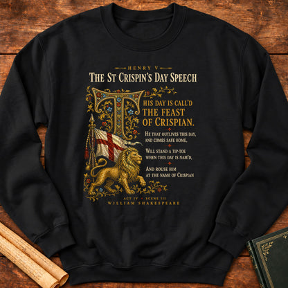 The St Crispin's Day Speech | Shakespeare's Henry V Sweatshirt - Black