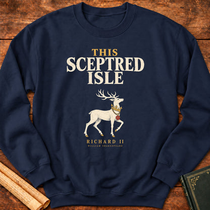 This Sceptred Isle – Richard II Shakespeare White Hart Sweatshirt - Navy