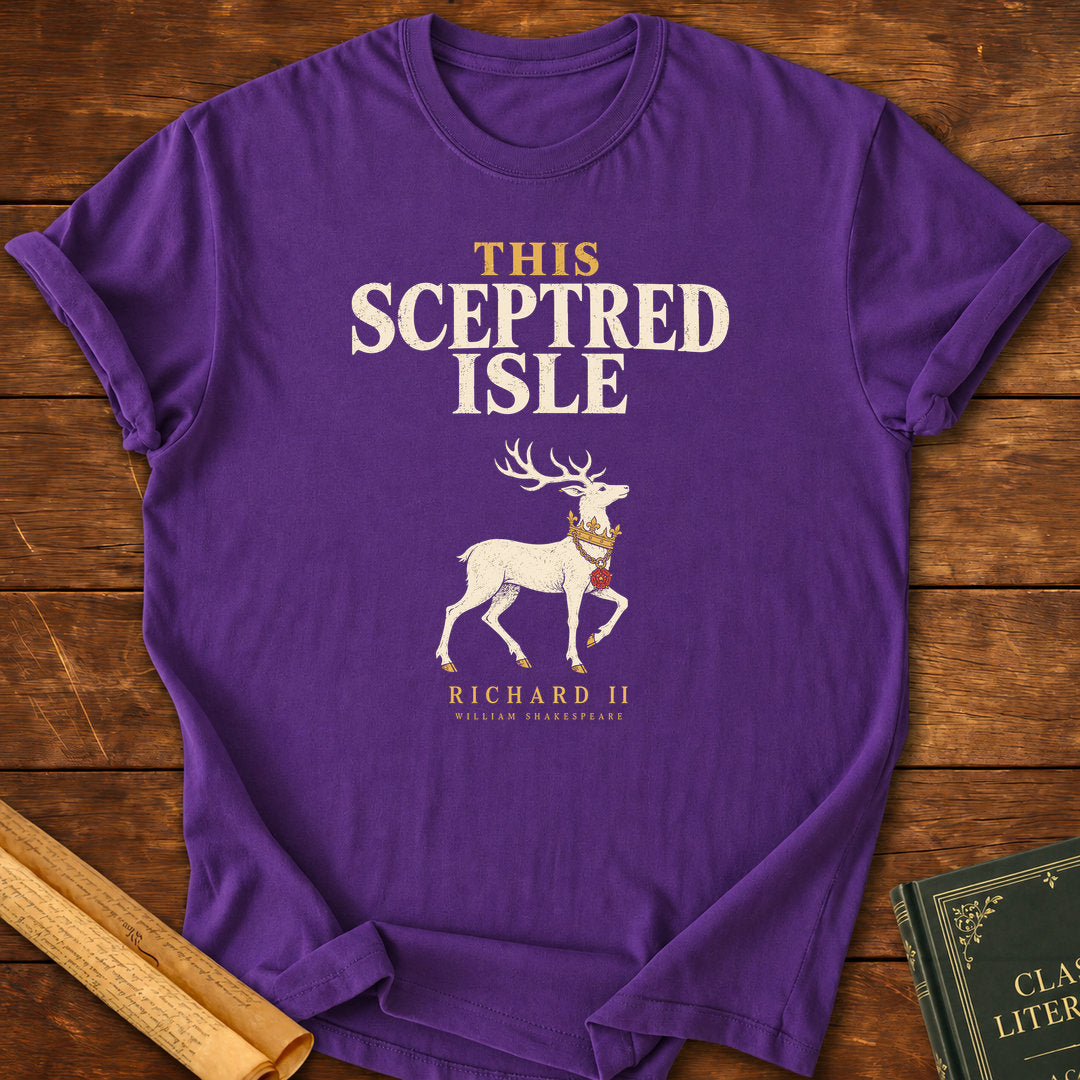 This Sceptred Isle – Richard II Shakespeare White Hart T-Shirt - Purple