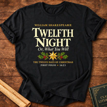 Twelfth Night Or, What You Will William Shakespeare T-Shirt - Black